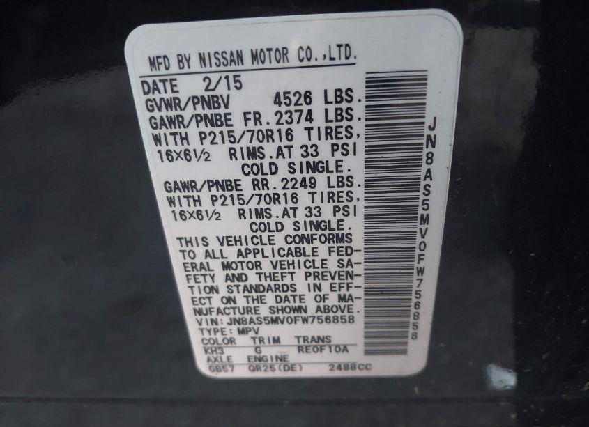 Photo 9 of 2015 Nissan Rogue SELECT S (VIN JN8AS5MV0FW756858)