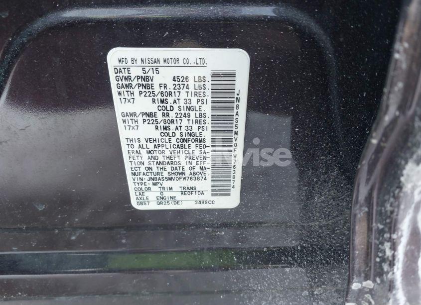 Photo 9 of 2015 Nissan Rogue SELECT S (VIN JN8AS5MV0FW763874)