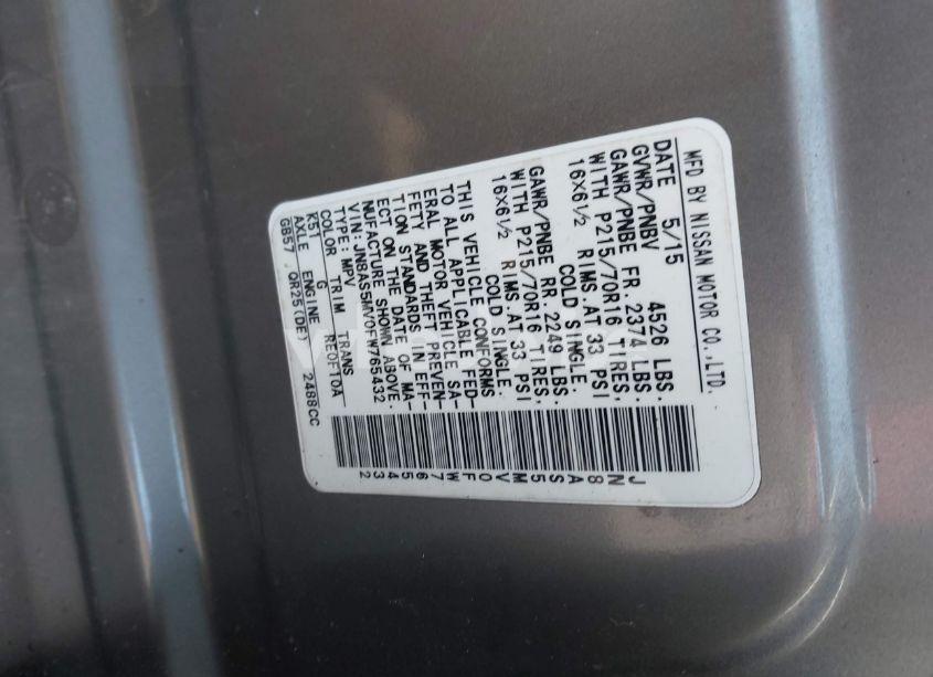 Photo 9 of 2015 Nissan Rogue SELECT S (VIN JN8AS5MV0FW765432)