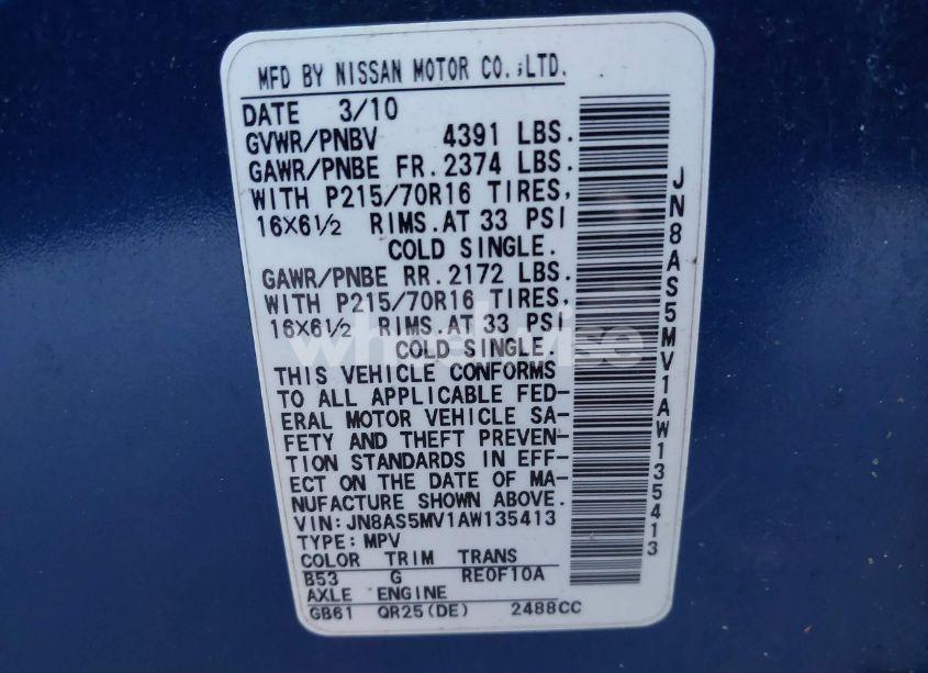 Photo 9 of 2010 Nissan Rogue S (VIN JN8AS5MV1AW135413)