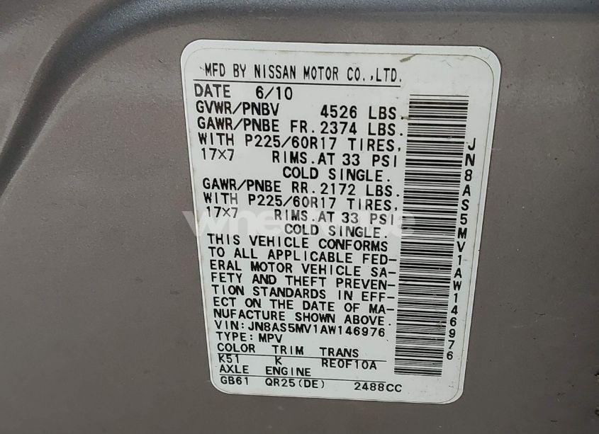 Photo 9 of 2010 Nissan Rogue SL (VIN JN8AS5MV1AW146976)