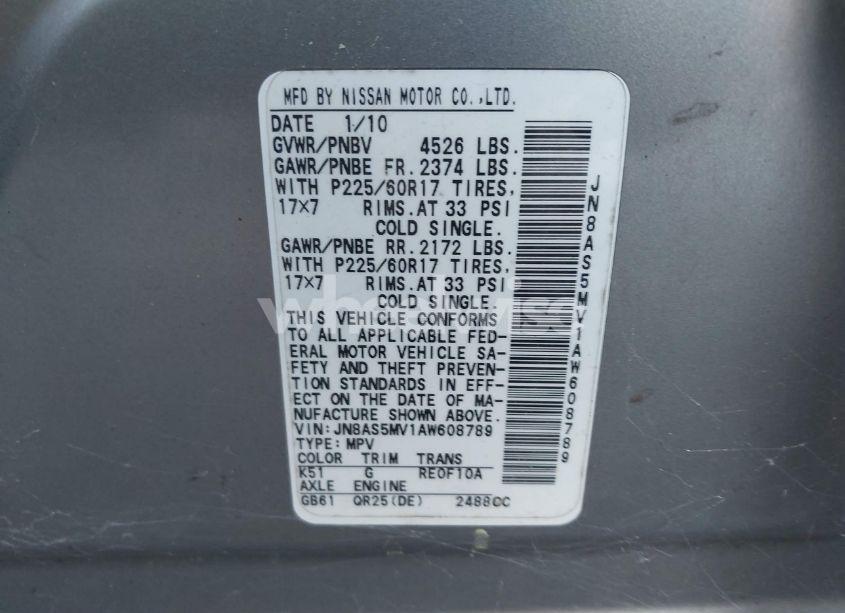 Photo 9 of 2010 Nissan Rogue SL (VIN JN8AS5MV1AW608789)