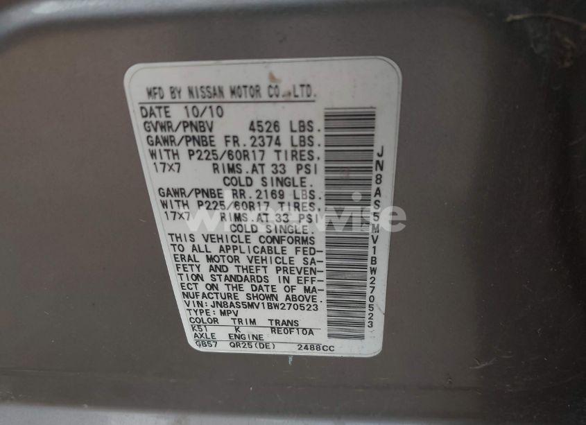 Photo 9 of 2011 Nissan Rogue SV (VIN JN8AS5MV1BW270523)