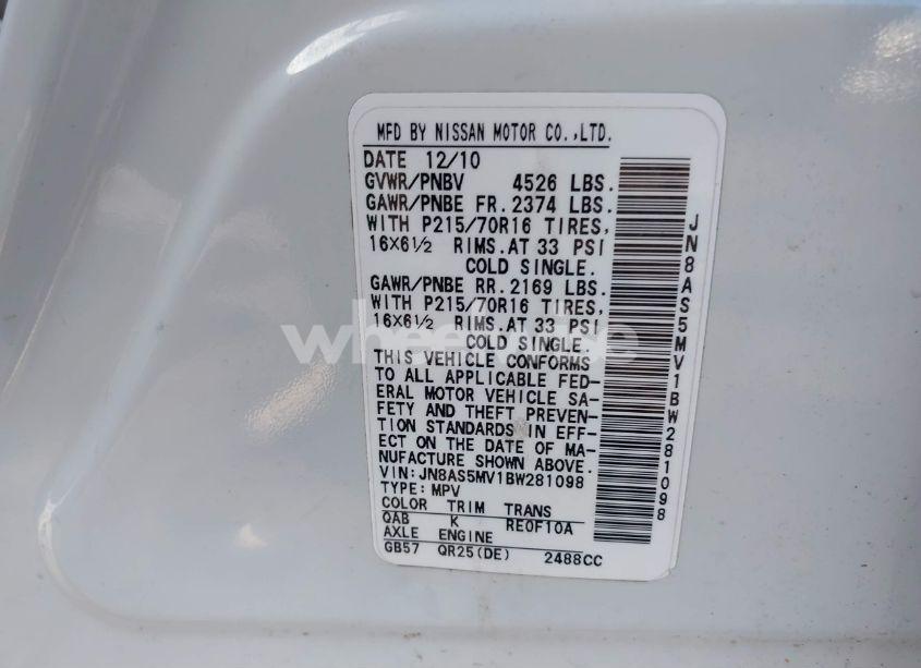 Photo 9 of 2011 Nissan Rogue S (VIN JN8AS5MV1BW281098)