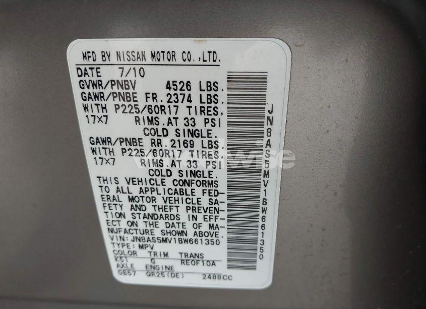 Photo 9 of 2011 Nissan Rogue SV (VIN JN8AS5MV1BW661350)