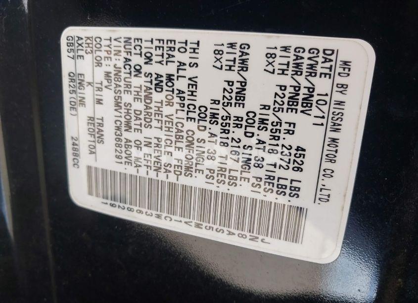 Photo 9 of 2012 Nissan Rogue SV W/SL PKG (VIN JN8AS5MV1CW368291)