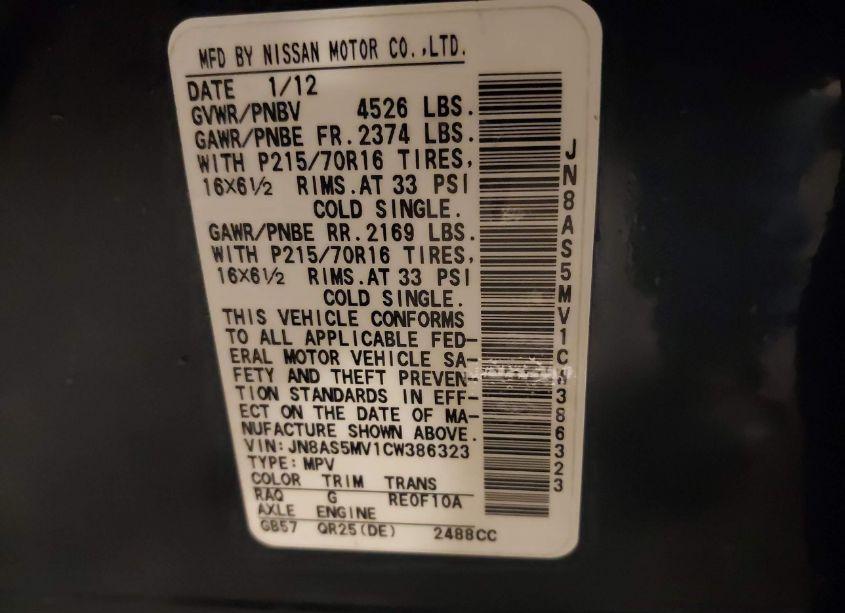 Photo 9 of 2012 Nissan Rogue S (VIN JN8AS5MV1CW386323)