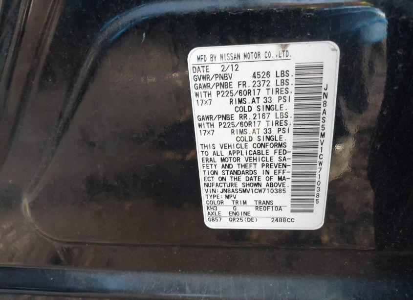 Photo 9 of 2012 Nissan Rogue SV (VIN JN8AS5MV1CW710385)