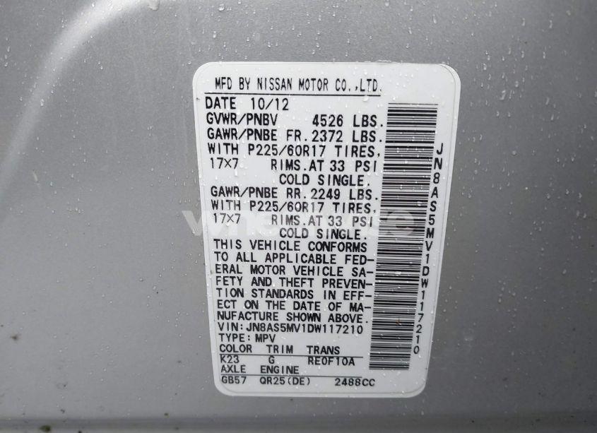 Photo 9 of 2013 Nissan Rogue SV (VIN JN8AS5MV1DW117210)