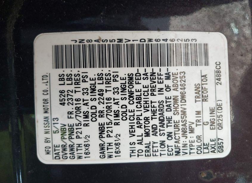 Photo 9 of 2013 Nissan Rogue S (VIN JN8AS5MV1DW646253)