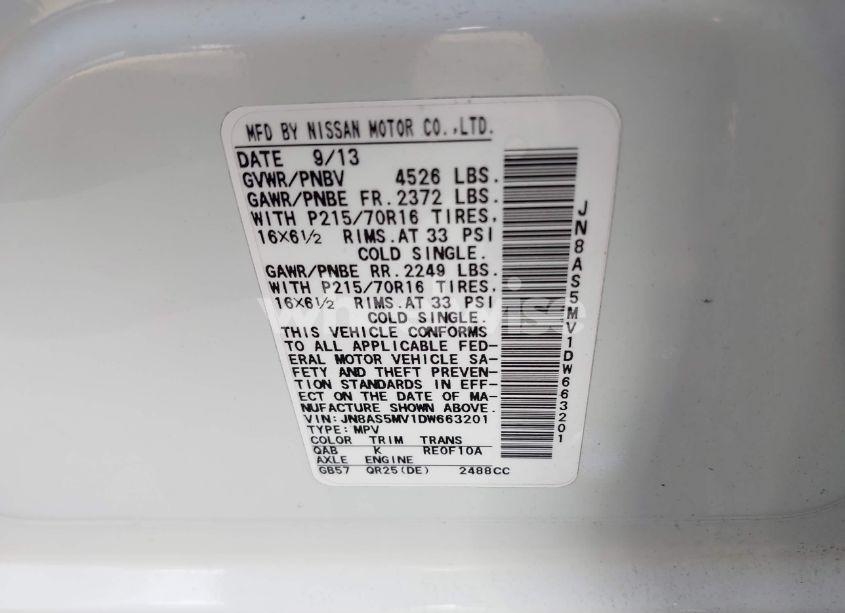 Photo 9 of 2013 Nissan Rogue S (VIN JN8AS5MV1DW663201)