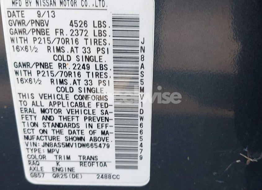 Photo 9 of 2013 Nissan Rogue S (VIN JN8AS5MV1DW665479)