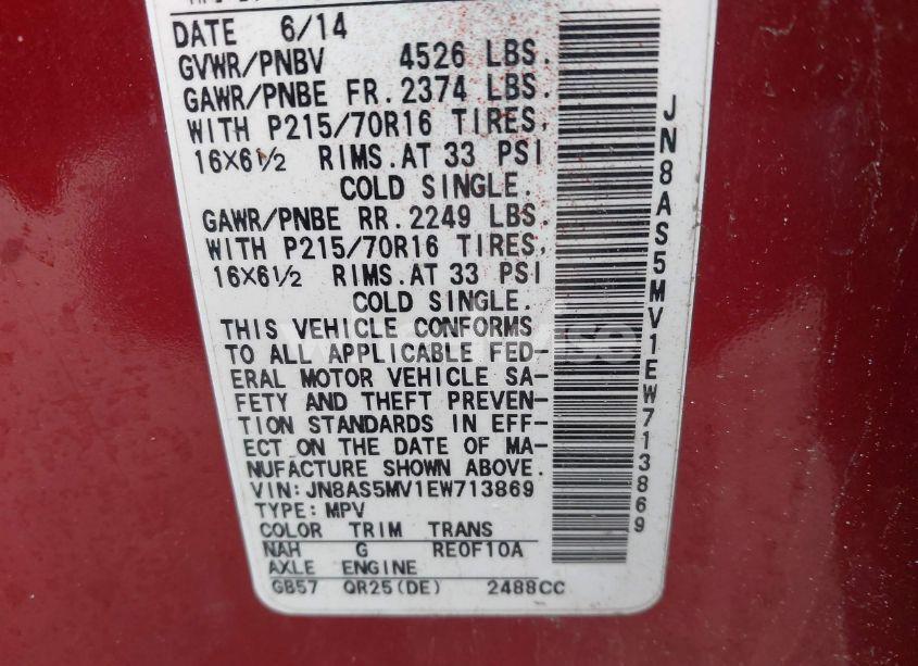 Photo 9 of 2014 Nissan Rogue SELECT S (VIN JN8AS5MV1EW713869)