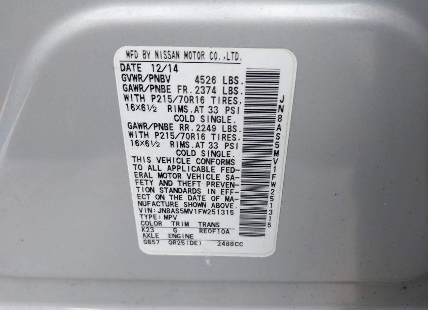 Photo 9 of 2015 Nissan Rogue SELECT S (VIN JN8AS5MV1FW251315)