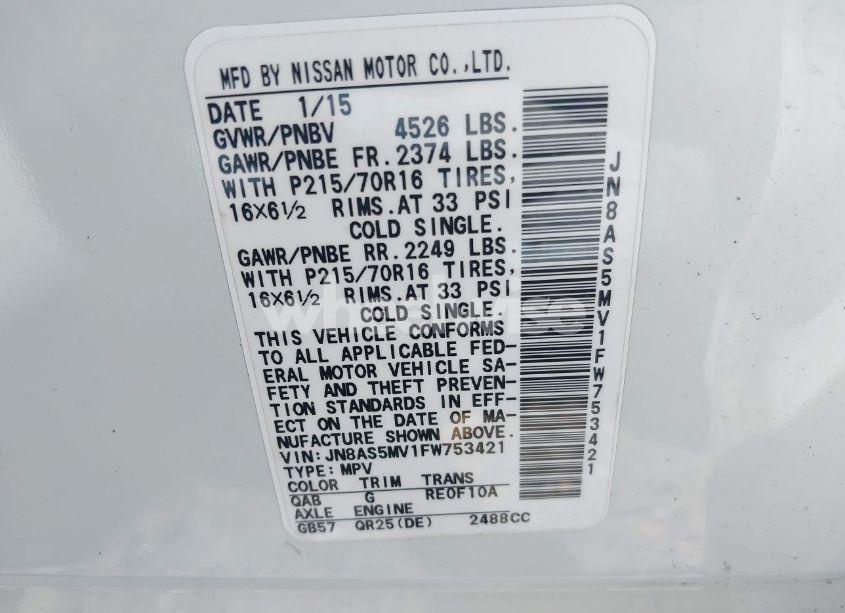 Photo 9 of 2015 Nissan Rogue SELECT S (VIN JN8AS5MV1FW753421)