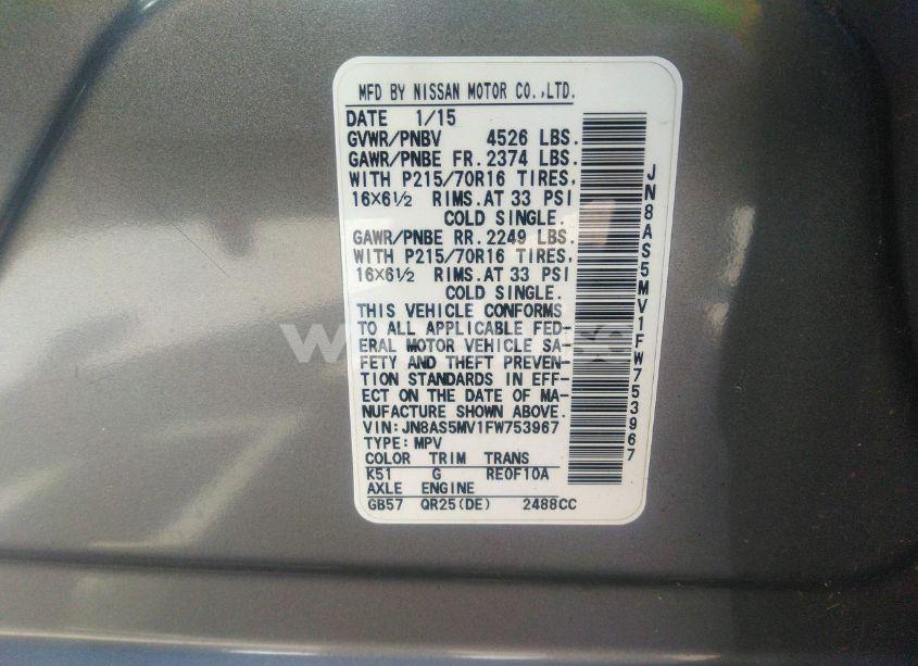 Photo 9 of 2015 Nissan Rogue SELECT S (VIN JN8AS5MV1FW753967)