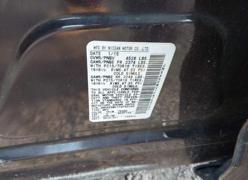 Photo 9 of 2015 Nissan Rogue SELECT S (VIN JN8AS5MV1FW755265)