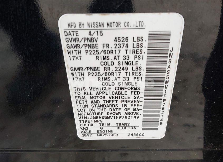 Photo 9 of 2015 Nissan Rogue SELECT S (VIN JN8AS5MV1FW762149)