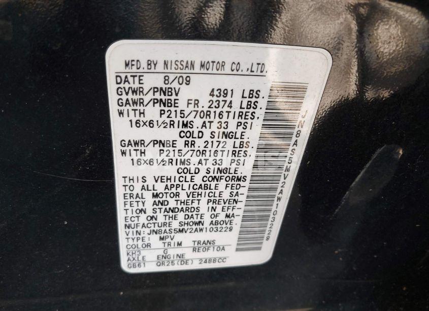 Photo 9 of 2010 Nissan Rogue S (VIN JN8AS5MV2AW103229)