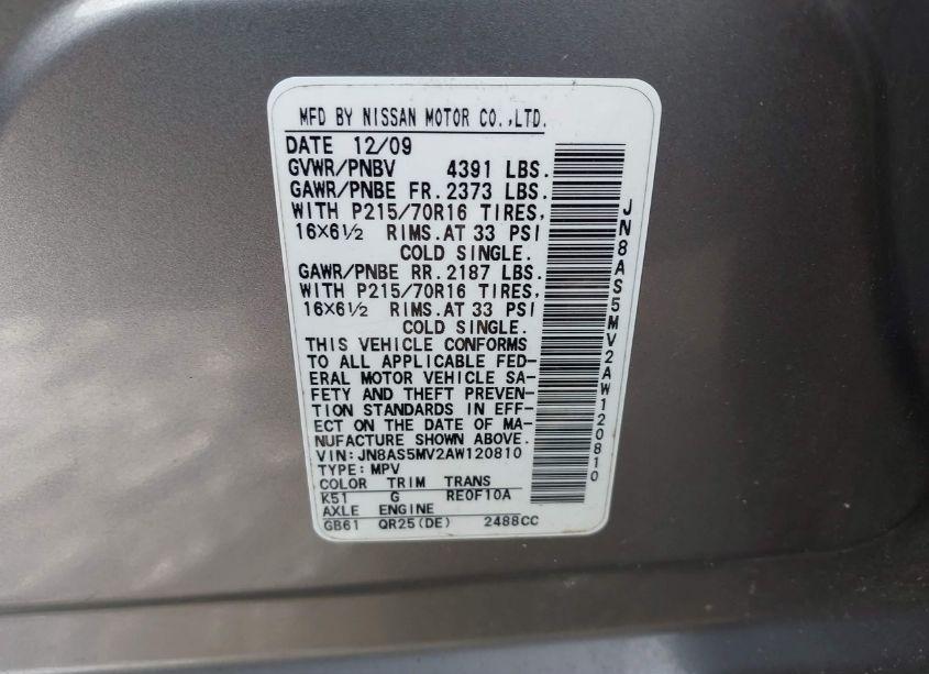 Photo 9 of 2010 Nissan Rogue S (VIN JN8AS5MV2AW120810)