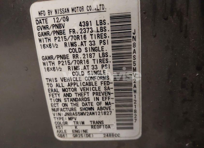 Photo 9 of 2010 Nissan Rogue S (VIN JN8AS5MV2AW121827)