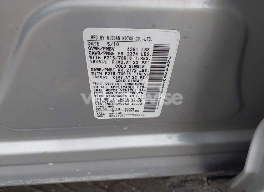 Photo 9 of 2010 Nissan Rogue S (VIN JN8AS5MV2AW142273)