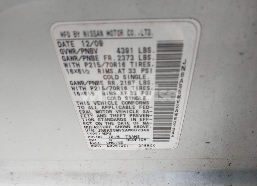 Photo 8 of 2010 Nissan Rogue S (VIN JN8AS5MV2AW607344)