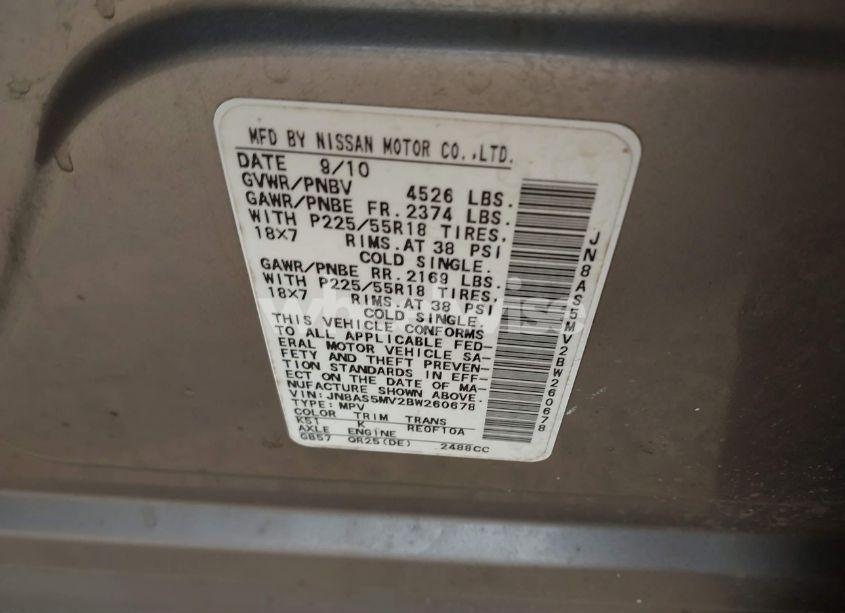 Photo 9 of 2011 Nissan Rogue SV (VIN JN8AS5MV2BW260678)