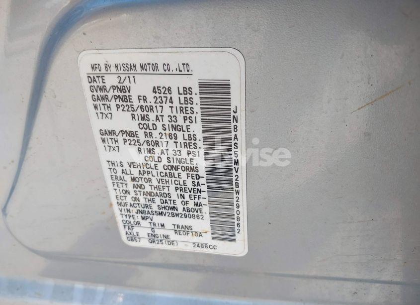 Photo 9 of 2011 Nissan Rogue SV (VIN JN8AS5MV2BW290862)