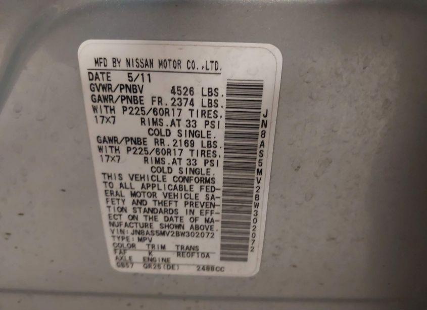 Photo 9 of 2011 Nissan Rogue SV (VIN JN8AS5MV2BW302072)