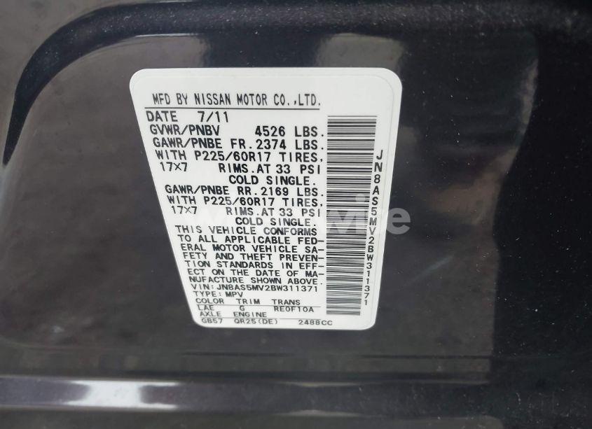 Photo 9 of 2011 Nissan Rogue SV (VIN JN8AS5MV2BW311371)