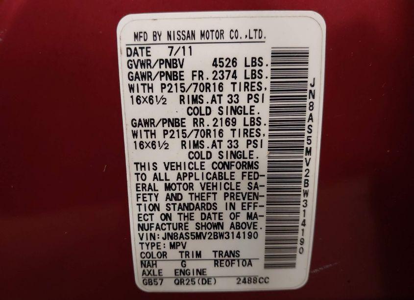 Photo 9 of 2011 Nissan Rogue S (VIN JN8AS5MV2BW314190)