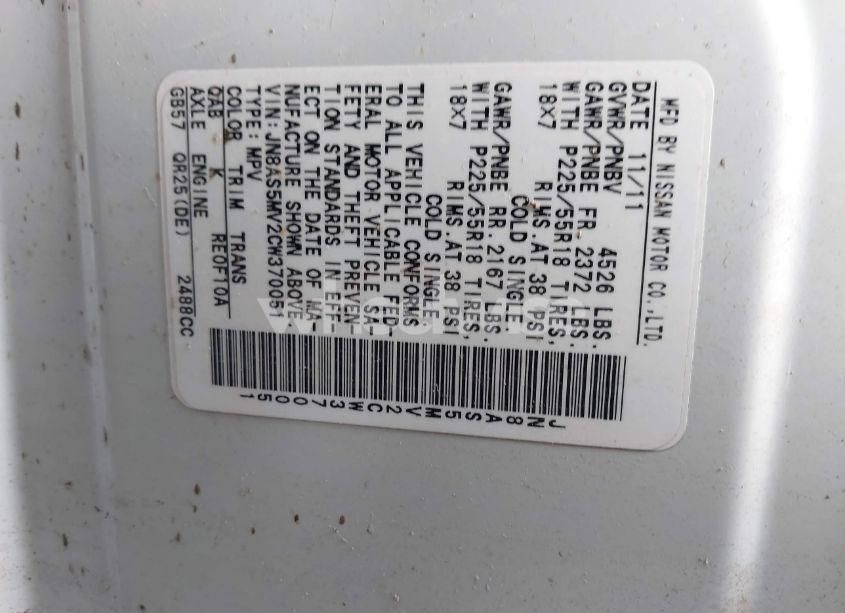 Photo 9 of 2012 Nissan Rogue SV W/SL PKG (VIN JN8AS5MV2CW370051)