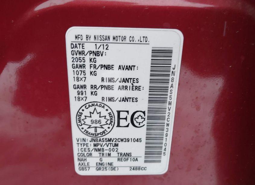 Photo 9 of 2012 Nissan Rogue SV W/SL PKG (VIN JN8AS5MV2CW391045)