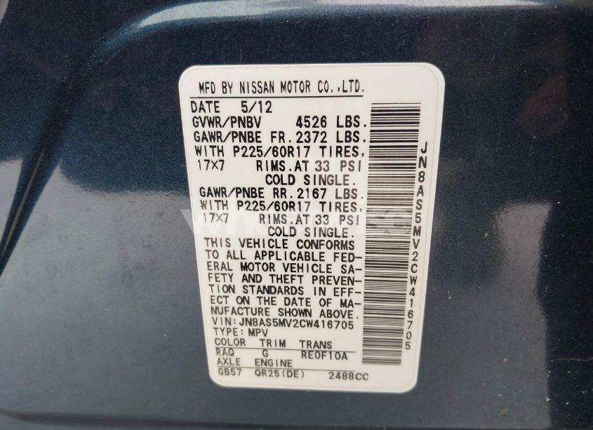 Photo 9 of 2012 Nissan Rogue SV (VIN JN8AS5MV2CW416705)