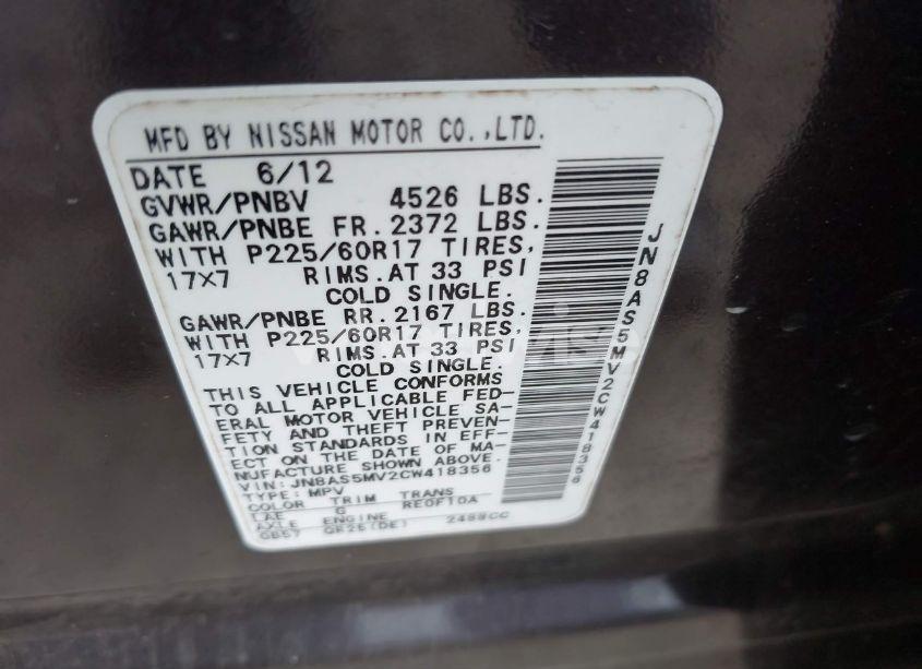 Photo 9 of 2012 Nissan Rogue SV (VIN JN8AS5MV2CW418356)