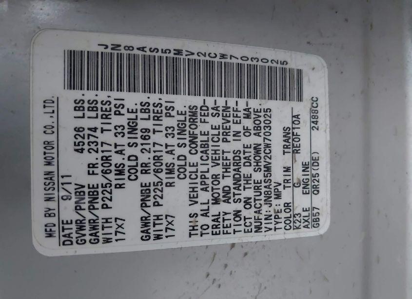 Photo 9 of 2012 Nissan Rogue SV (VIN JN8AS5MV2CW703025)