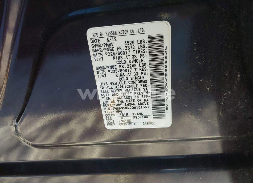 Photo 9 of 2013 Nissan Rogue SV (VIN JN8AS5MV2DW101551)