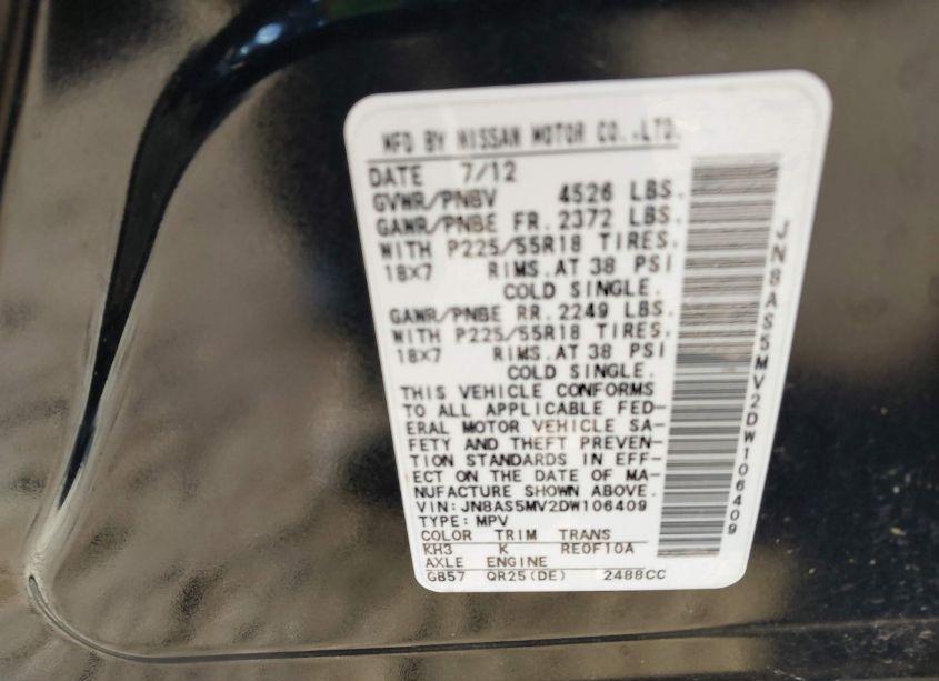 Photo 9 of 2013 Nissan Rogue SV W/SL PKG (VIN JN8AS5MV2DW106409)