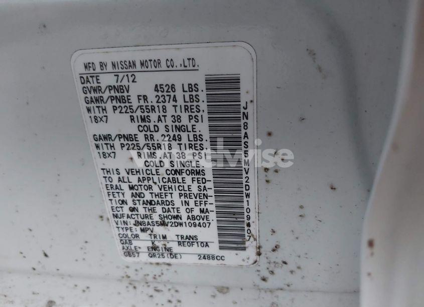 Photo 9 of 2013 Nissan Rogue SV W/SL PKG (VIN JN8AS5MV2DW109407)