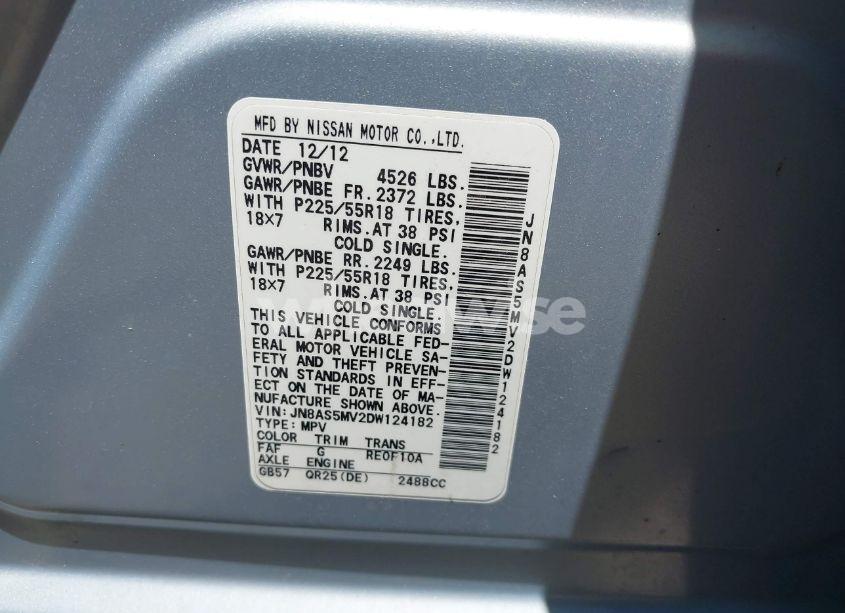 Photo 9 of 2013 Nissan Rogue SV W/SL PKG (VIN JN8AS5MV2DW124182)