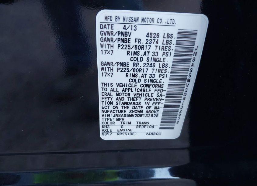 Photo 9 of 2013 Nissan Rogue SV (VIN JN8AS5MV2DW132928)