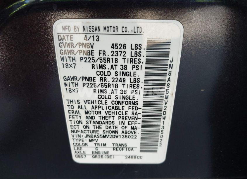 Photo 9 of 2013 Nissan Rogue SV W/SL PKG (VIN JN8AS5MV2DW135022)