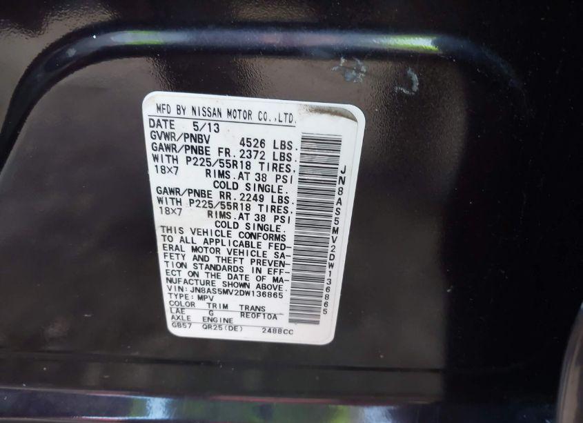 Photo 9 of 2013 Nissan Rogue SV W/SL PKG (VIN JN8AS5MV2DW136865)