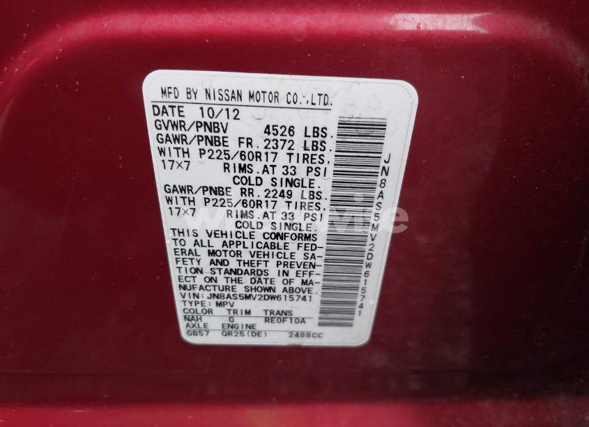 Photo 9 of 2013 Nissan Rogue SV (VIN JN8AS5MV2DW615741)