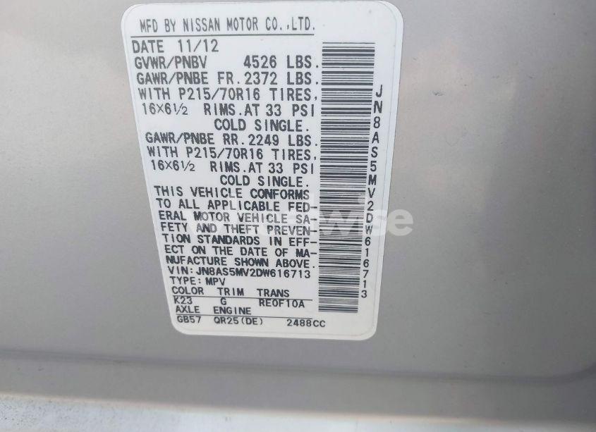 Photo 9 of 2013 Nissan Rogue S (VIN JN8AS5MV2DW616713)