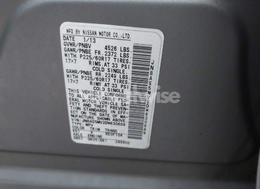 Photo 9 of 2013 Nissan Rogue SV (VIN JN8AS5MV2DW630689)