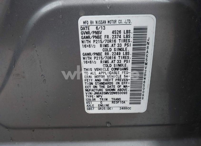 Photo 9 of 2013 Nissan Rogue S (VIN JN8AS5MV2DW650098)