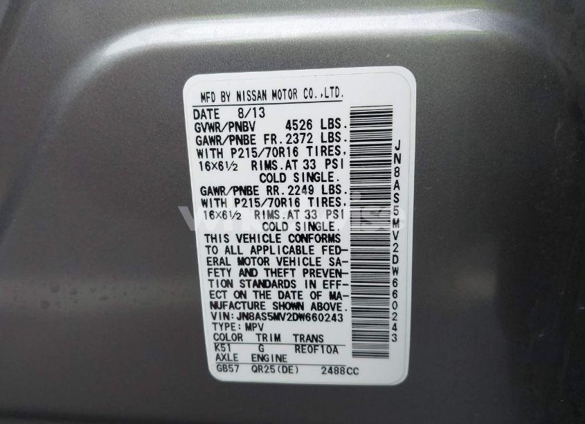 Photo 9 of 2013 Nissan Rogue S (VIN JN8AS5MV2DW660243)