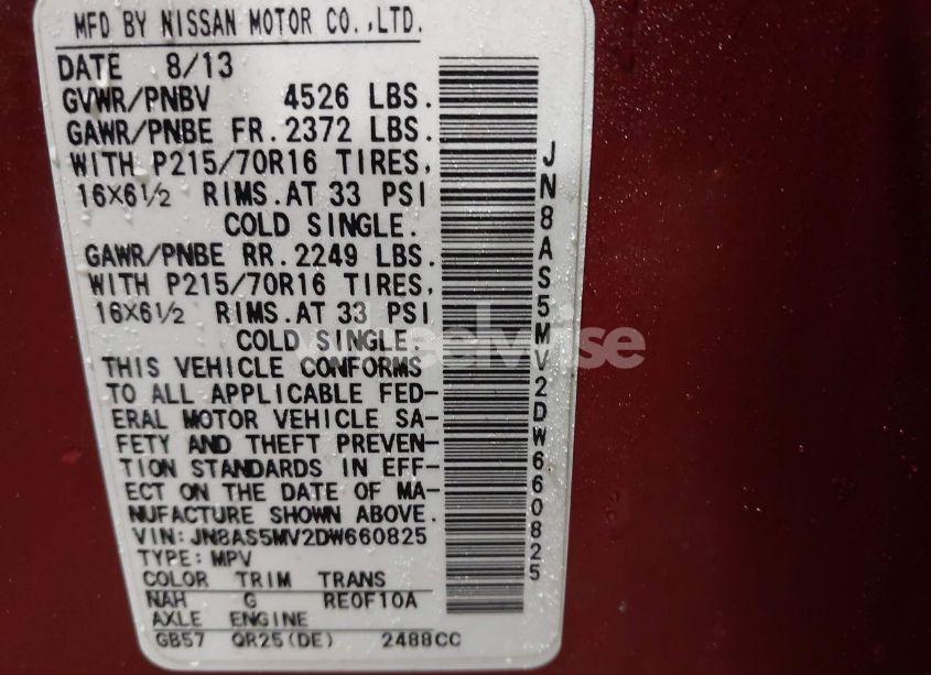 Photo 9 of 2013 Nissan Rogue S (VIN JN8AS5MV2DW660825)